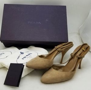 Prada Calzature Donna Tortora Heels Sz 9 IOB COA